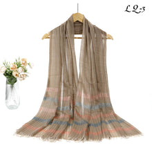 Load image into Gallery viewer, New Women Stripe Design Cotton Viscose Light weight Printed Scarf