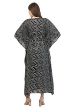 Load image into Gallery viewer, New Women Zig Zag Dot Print Rayon Kaftan with Drawstring Free Size