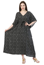 Load image into Gallery viewer, New Women Zig Zag Dot Print Rayon Kaftan with Drawstring Free Size