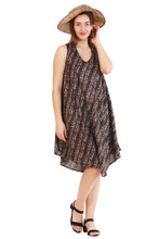 Load image into Gallery viewer, New Women Stripe Print Rayon Casual Umbrella Summer Dress Free Size