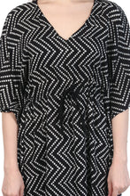 Load image into Gallery viewer, New Women Zig Zag Dot Print Rayon Kaftan with Drawstring Free Size