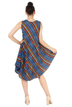 Load image into Gallery viewer, New Women Stripe Print Rayon Casual Umbrella Dress Free Size