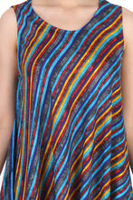 Load image into Gallery viewer, New Women Stripe Print Rayon Casual Umbrella Dress Free Size