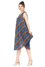 Load image into Gallery viewer, New Women Stripe Print Rayon Casual Umbrella Dress Free Size