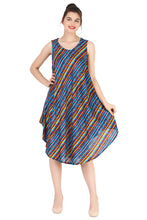Load image into Gallery viewer, New Women Stripe Print Rayon Casual Umbrella Dress Free Size