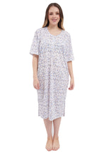 Load image into Gallery viewer, New Ladies Nighty Nightwear Floral Print Short Sleeve Long Nightdress M to XXL UK