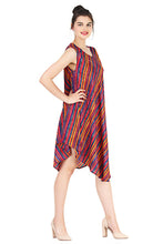 Load image into Gallery viewer, New Women Stripe Print Rayon Casual Umbrella Dress Free Size