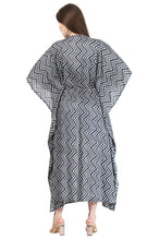 Load image into Gallery viewer, New Women Zig Zag Dot Print Rayon Kaftan with Drawstring Free Size