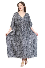 Load image into Gallery viewer, New Women Zig Zag Dot Print Rayon Kaftan with Drawstring Free Size