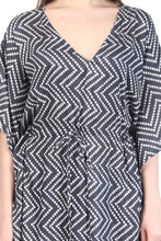 Load image into Gallery viewer, New Women Zig Zag Dot Print Rayon Kaftan with Drawstring Free Size