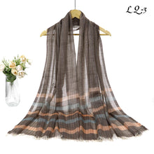 Load image into Gallery viewer, New Women Stripe Design Cotton Viscose Light weight Printed Scarf