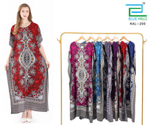 Load image into Gallery viewer, New Women Summer Floral Print Round Neck Kaftan Dress Beachwear One Size
