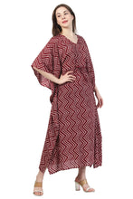 Load image into Gallery viewer, New Women Zig Zag Dot Print Rayon Kaftan with Drawstring Free Size