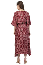 Load image into Gallery viewer, New Women Zig Zag Dot Print Rayon Kaftan with Drawstring Free Size