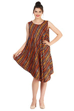 Load image into Gallery viewer, New Women Stripe Print Rayon Casual Umbrella Dress Free Size