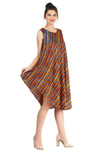 Load image into Gallery viewer, New Women Stripe Print Rayon Casual Umbrella Dress Free Size