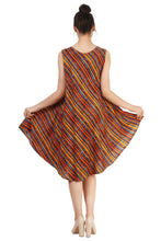Load image into Gallery viewer, New Women Stripe Print Rayon Casual Umbrella Dress Free Size