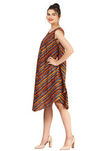 Load image into Gallery viewer, New Women Stripe Print Rayon Casual Umbrella Dress Free Size