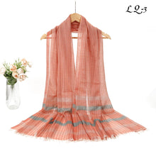 Load image into Gallery viewer, New Women Stripe Design Cotton Viscose Light weight Printed Scarf
