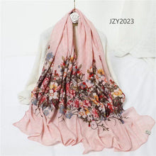 Load image into Gallery viewer, New Women Beautiful Flower Print All Season Cotton/Viscose Scarf