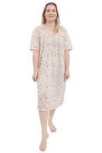 Load image into Gallery viewer, New Ladies Nighty Nightwear Floral Print Short Sleeve Long Nightdress M to XXL UK