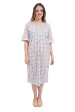 Load image into Gallery viewer, New Ladies Nighty Nightwear Floral Print Short Sleeve Long Nightdress M to XXL UK