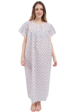 Load image into Gallery viewer, New Ladies Nighty Nightwear Floral Print Short Sleeve Long Nightdress M to XXL UK