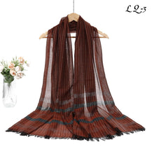 Load image into Gallery viewer, New Women Stripe Design Cotton Viscose Light weight Printed Scarf