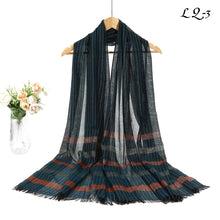 Load image into Gallery viewer, New Women Stripe Design Cotton Viscose Light weight Printed Scarf