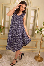 Load image into Gallery viewer, Ladies Round Neck Polka Dot Print Rayon Umbrella Casual Summer Dreess Free Size