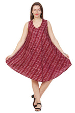 Load image into Gallery viewer, New Women Stripe Print Rayon Casual Umbrella Summer Dress Free Size