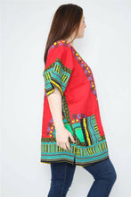 Load image into Gallery viewer, Ladies Short African Kaftan With Dashiki Print Pockets 100% Cotton UK