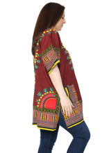 Load image into Gallery viewer, Ladies Short African Kaftan With Dashiki Print Pockets 100% Cotton UK
