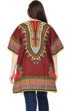 Load image into Gallery viewer, Ladies Short African Kaftan With Dashiki Print Pockets 100% Cotton UK
