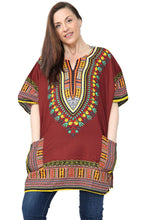 Load image into Gallery viewer, Ladies Short African Kaftan With Dashiki Print Pockets 100% Cotton UK