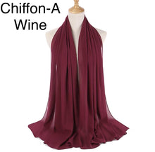 Load image into Gallery viewer, New Chiffon Scarf Hijab High Quality Elegant Sarong Shawl Wrap Plain Maxi Soft