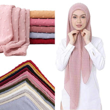 Load image into Gallery viewer, Luxury Pom Bubble Chiffon Hijab Scarf Women Long Shawl Wrap Muslim