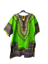 Load image into Gallery viewer, Ladies Short African Kaftan With Dashiki Print Pockets 100% Cotton UK