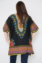 Load image into Gallery viewer, Ladies Short African Kaftan With Dashiki Print Pockets 100% Cotton UK