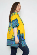 Load image into Gallery viewer, Ladies Short African Kaftan With Dashiki Print Pockets 100% Cotton UK