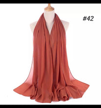 Load image into Gallery viewer, New Chiffon Scarf Hijab High Quality Elegant Sarong Shawl Wrap Plain Maxi Soft