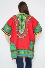 Load image into Gallery viewer, Ladies Short African Kaftan With Dashiki Print Pockets 100% Cotton UK