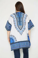 Load image into Gallery viewer, Ladies Short African Kaftan With Dashiki Print Pockets 100% Cotton UK