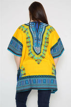 Load image into Gallery viewer, Ladies Short African Kaftan With Dashiki Print Pockets 100% Cotton UK
