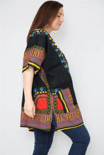 Load image into Gallery viewer, Ladies Short African Kaftan With Dashiki Print Pockets 100% Cotton UK