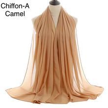 Load image into Gallery viewer, New Chiffon Scarf Hijab High Quality Elegant Sarong Shawl Wrap Plain Maxi Soft
