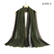 Load image into Gallery viewer, New Women Stripe Design All Season Light Weight Cotton Viscose Scarf
