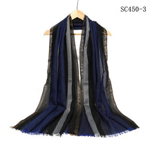 Load image into Gallery viewer, New Women Stripe Design All Season Light Weight Cotton Viscose Scarf
